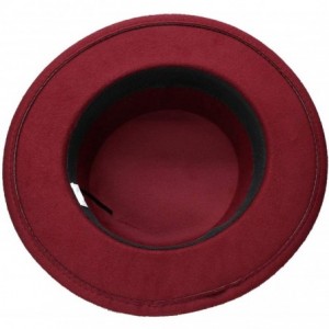 Fedoras Women Men Vintage 100% Wool Wide Brim Bowler Hat Skull Bead Leather Band (57cm/Adjust) - Coffee - CU18ME9EZZE $40.16