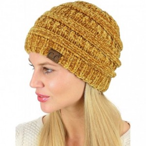 Skullies & Beanies Women's Chenille Soft Warm Thick Knit Beanie Cap Hat - Mustard - C718IQGSCCM $15.97