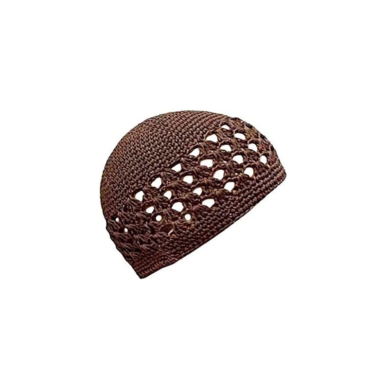 Skullies & Beanies Cotton Kufi Cap - Brown - C012N19HDUV $9.59