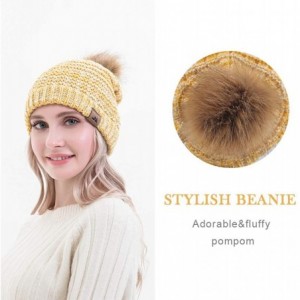 Skullies & Beanies Women Winter Knit Beanie with Fur Pompom Slouchy Cozy Warm Hat Girl Oversize Stretchy Snowboarding Ski Cap...