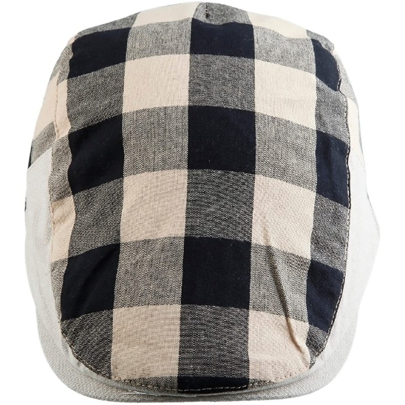 Newsboy Caps Newsboy Cap for Men Women-Plaid Ivy Gatsby Flat Driving Beret Hat - 02-black+apricot - CJ12N274IS8 $11.82