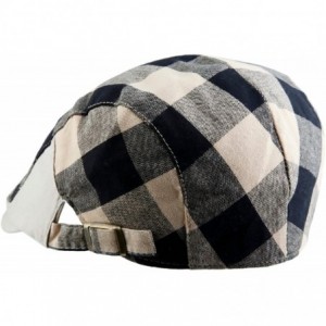 Newsboy Caps Newsboy Cap for Men Women-Plaid Ivy Gatsby Flat Driving Beret Hat - 02-black+apricot - CJ12N274IS8 $11.82