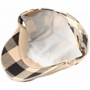 Newsboy Caps Newsboy Cap for Men Women-Plaid Ivy Gatsby Flat Driving Beret Hat - 02-black+apricot - CJ12N274IS8 $11.82