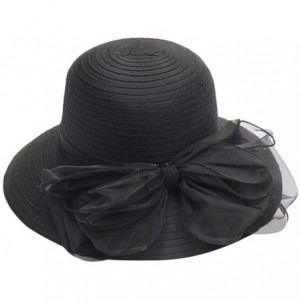 Sun Hats Casual Women's Church Derby Dress Fascinator Bridal Cap British Tea Party Wedding Sun Hat - Black - CT18TOW0RYU $20.86
