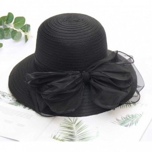 Sun Hats Casual Women's Church Derby Dress Fascinator Bridal Cap British Tea Party Wedding Sun Hat - Black - CT18TOW0RYU $7.95