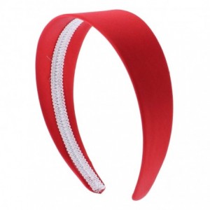 Headbands Red 2 Inch Wide Satin Hard Headband with No Teeth (Motique Accessories) - Red - C6128HUU7BX $12.05