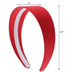 Headbands Red 2 Inch Wide Satin Hard Headband with No Teeth (Motique Accessories) - Red - C6128HUU7BX $12.05