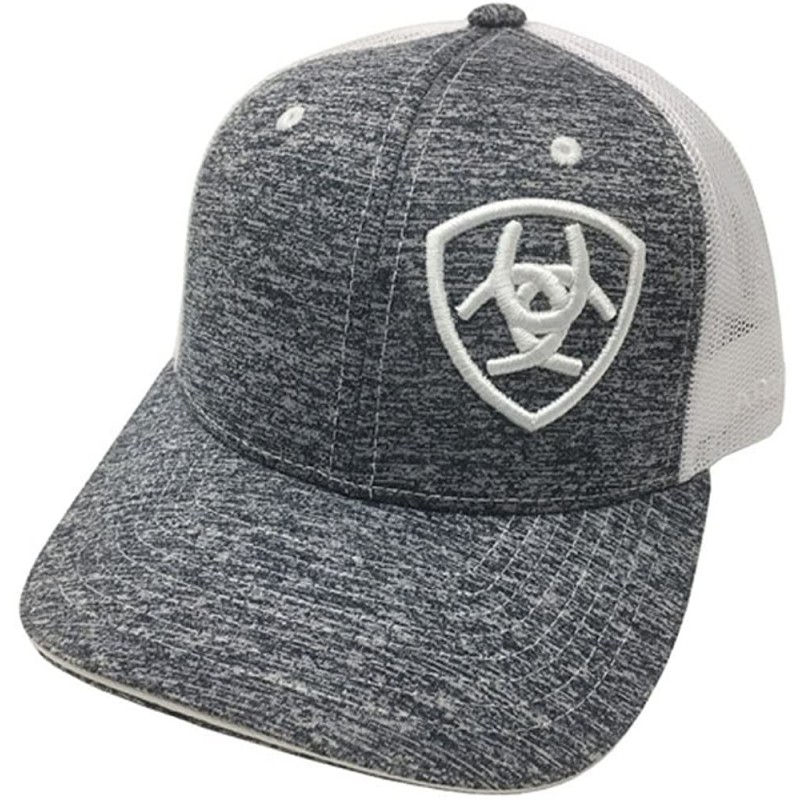 Baseball Caps Youth Heather Offset Shield Logo Ball Cap - Grey/White - CF18CLSGIUE $27.67