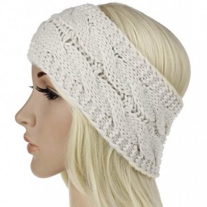 Headbands Knitting Woolen Knot Tie Head Wrap Headbands Women Winter Handmade Hairband - White - C818I8YIDUO $10.02