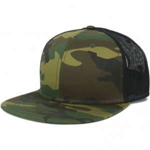 Baseball Caps Oversize XXL Blank Camouflage Flatbill Mesh Snapback Cap - Camo Black - CG18LND70U0 $32.25