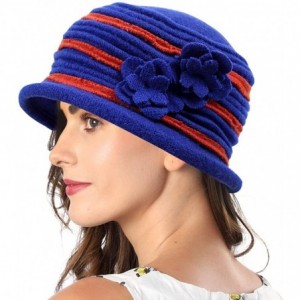 Bucket Hats Womens Bucket Hat for Winter 100% Wool Chemo Cap for Cancer Patient C021 - Blue - CP18AQXO5XZ $13.26