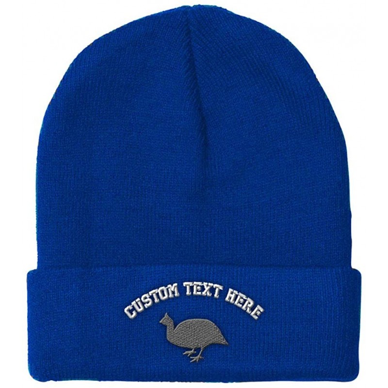 Skullies & Beanies Custom Beanie for Men & Women Guinea Fowl Embroidery Acrylic Skull Cap Hat - Royal Blue - C518ZS4933M $20.78