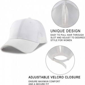 Baseball Caps Women's Ponytail Baseball Cap Messy High Bun Adjustable Plain Trucker Dad Hat - Mesh-white - CW18NEXU5RC $9.79