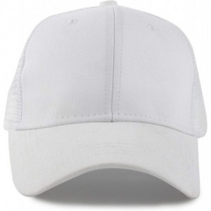 Baseball Caps Women's Ponytail Baseball Cap Messy High Bun Adjustable Plain Trucker Dad Hat - Mesh-white - CW18NEXU5RC $9.79