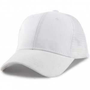 Baseball Caps Women's Ponytail Baseball Cap Messy High Bun Adjustable Plain Trucker Dad Hat - Mesh-white - CW18NEXU5RC $9.79