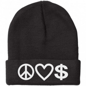 Skullies & Beanies Peace Love Money- Worm Winter Beanies - Black - CN11QK31SY5 $11.52