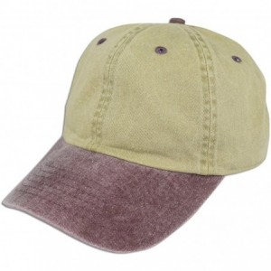 Baseball Caps Dad Hat Pigment Dyed Two Tone Plain Cotton Polo Style Retro Curved Baseball Cap 1200 - Khaki / Burgundy - CJ17X...