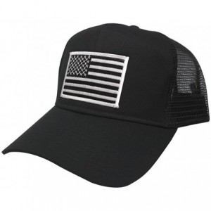 Baseball Caps USA American Flag Patch Snapback Trucker Mesh Cap - Black - Black/White - CF12I1Z8XUB $26.70