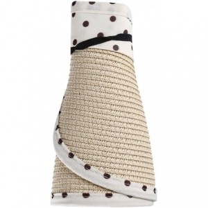 Visors Straw Roll up Polka Dot Wide Brim Bowknot Beach Sun Hat Visor - Beige - C412I6B4PGV $17.47