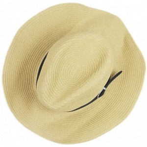 Sun Hats Men's Floppy Packable Straw Hat Beach Cap Newsboy Fedora Sun Hat- Big Brim- Adjustable Chin Strap - Beige - C2182EYH...