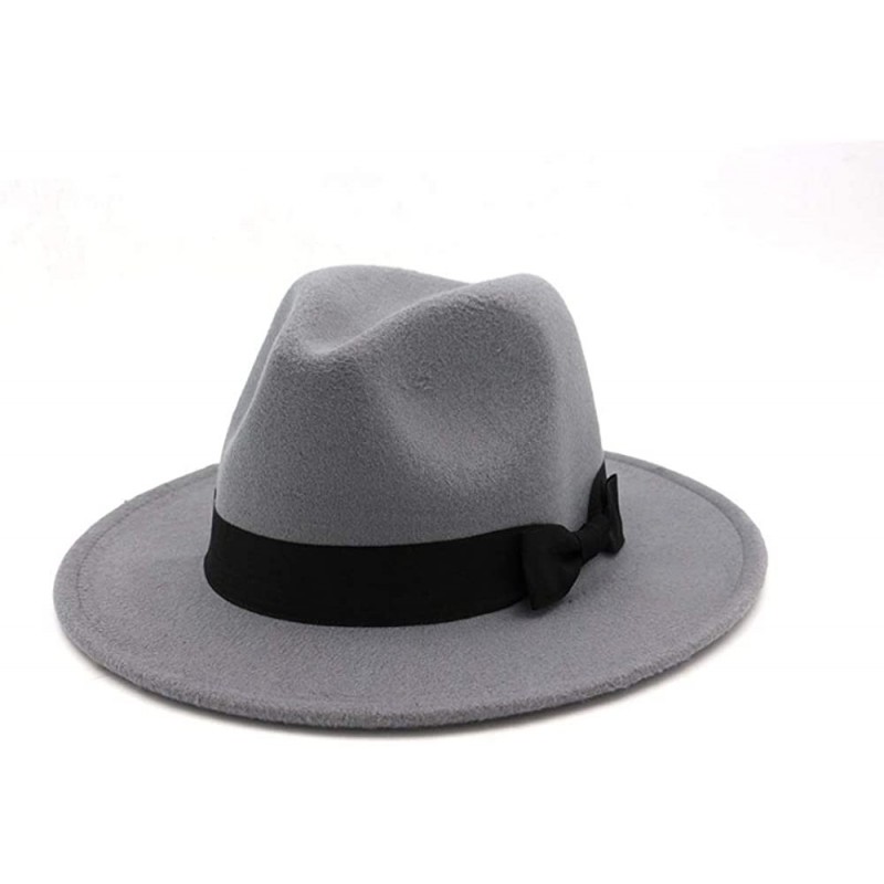 Fedoras Retro Kid Child Vintage 100% Wool Wide Brim Cap Fedora Panama Jazz Bowler Hat Black Ribbon Band (54cm/Adjust) - C018Q...