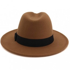 Fedoras Retro Kid Child Vintage 100% Wool Wide Brim Cap Fedora Panama Jazz Bowler Hat Black Ribbon Band (54cm/Adjust) - C018Q...