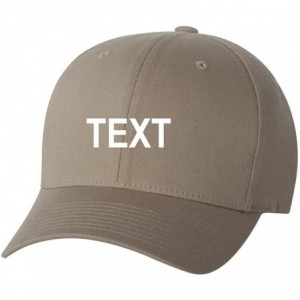 Baseball Caps Custom Name Embroidered 5001 V-Flex Twill Fitted Baseball Cap - Khaki - CG186MCI73T $18.86