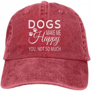 Baseball Caps Dogs Make Me Happy You Not So Much Dad Vintage Baseball Cap Denim Hat Mens - Red - CE18UTSXHDY $12.28