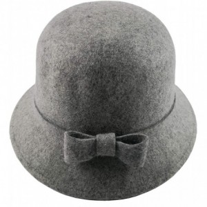 Sun Hats Cloche Hats for Women 100% Wool Fedora Bucket Bowler Hat 1920s Vintage Kentucky Derby Church Party Hats - Grey - CM1...