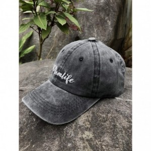 Baseball Caps Women's Embroidered Adjustable Mom Life Vintage Washed Distressed Baseball Dad Hat Cap - Black - C318M5494YS $1...