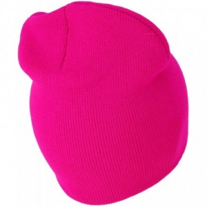 Skullies & Beanies Breast Cancer Awareness Pink Ribbon Embroidered Short Beanie - Hot Pink - CJ18IT2DYM6 $16.73