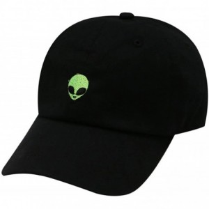 Baseball Caps Alien Small Embroidery Cotton Baseball Cap - Black - CI12LUZ6WC5 $13.06