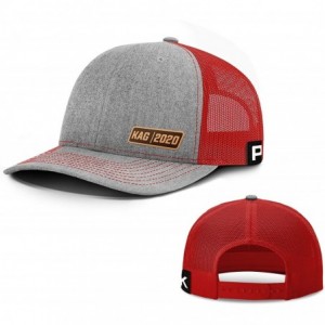 Baseball Caps KAG Leather Patch Back Mesh Hat - Heather Front / Red Mesh - CM18XKK56ZM $29.65