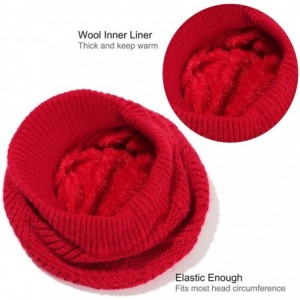 Newsboy Caps Women Warm Caps Beret Newsboy Winter Cap Snow Ski Outdoor Twist Knitted Hat with Visor - A-bright Red - CE18Z645...