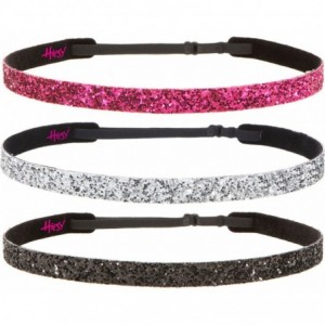 Headbands Women's Adjustable NO SLIP Skinny Bling Glitter Headband Multi 3pk (Black/Silver/Hot Pink) - CU11OJ2MI8T $18.06