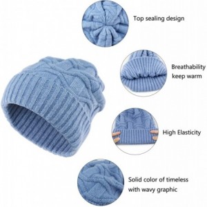 Skullies & Beanies Winter Warm Knitted Beanie Hats Slouchy Skull Cap Velvet Lined Touch Screen Gloves for Men Women - Light B...