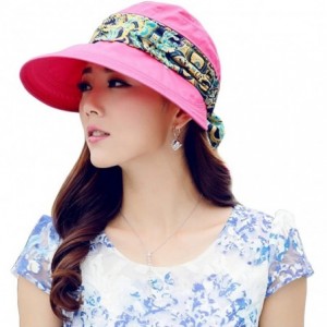 Sun Hats Floppy Summer UPF50+ Foldable Sun Beach Hats Accessories Wide Brim for Women - Rose Red W Neck Face Cover - CS17YE87...
