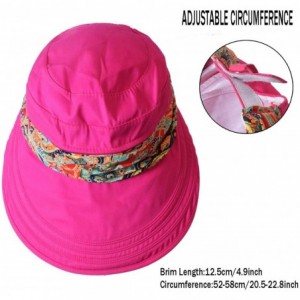 Sun Hats Floppy Summer UPF50+ Foldable Sun Beach Hats Accessories Wide Brim for Women - Rose Red W Neck Face Cover - CS17YE87...