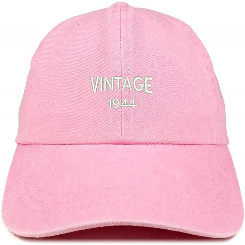 Baseball Caps Small Vintage 1944 Embroidered 76th Birthday Washed Pigment Dyed Cap - Pink - CP18C744UZ9 $15.89