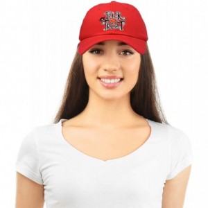 Baseball Caps Trick or Treat Hat Womens Halloween Baseball Cap - Red - CU18ZG6ZZZA $12.54