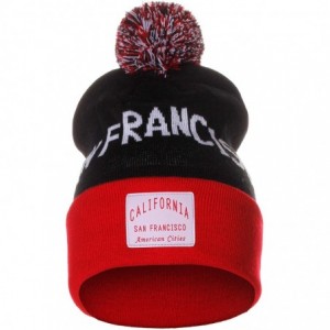 Skullies & Beanies Unisex USA Fashion Arch Cities Pom Pom Knit Hat Cap Beanie - San Francisco Black Red - C012N45AY28 $10.52