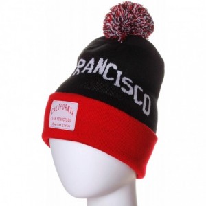 Skullies & Beanies Unisex USA Fashion Arch Cities Pom Pom Knit Hat Cap Beanie - San Francisco Black Red - C012N45AY28 $10.52