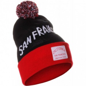 Skullies & Beanies Unisex USA Fashion Arch Cities Pom Pom Knit Hat Cap Beanie - San Francisco Black Red - C012N45AY28 $10.52