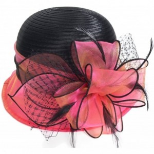 Sun Hats Cloche Oaks Church Dress Bowler Derby Wedding Hat Party S015 - Satin-rose - CW17WYY85RG $18.23