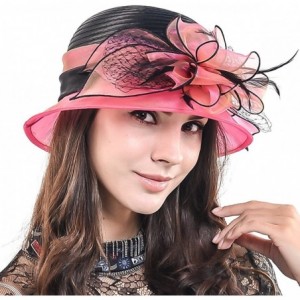 Sun Hats Cloche Oaks Church Dress Bowler Derby Wedding Hat Party S015 - Satin-rose - CW17WYY85RG $18.23