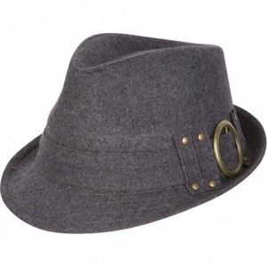 Fedoras Sammy Structured Wool Fedora Hat - Charcoal - C61177TL6JD $14.31