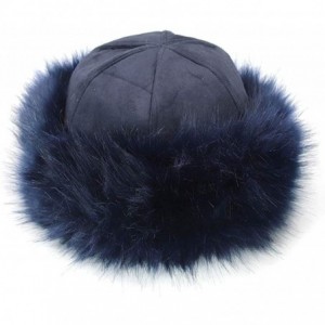 Bomber Hats Faux Fur Winter Fashion Hat Headband Cap Snow Hat Russion Style Warm Cap - Blue - C718LIMYH2T $10.61