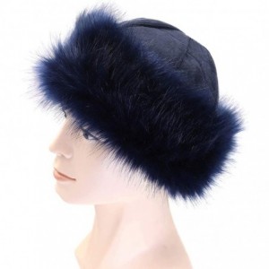 Bomber Hats Faux Fur Winter Fashion Hat Headband Cap Snow Hat Russion Style Warm Cap - Blue - C718LIMYH2T $10.61