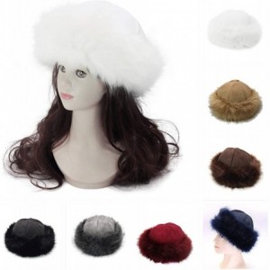 Bomber Hats Faux Fur Winter Fashion Hat Headband Cap Snow Hat Russion Style Warm Cap - Blue - C718LIMYH2T $10.61