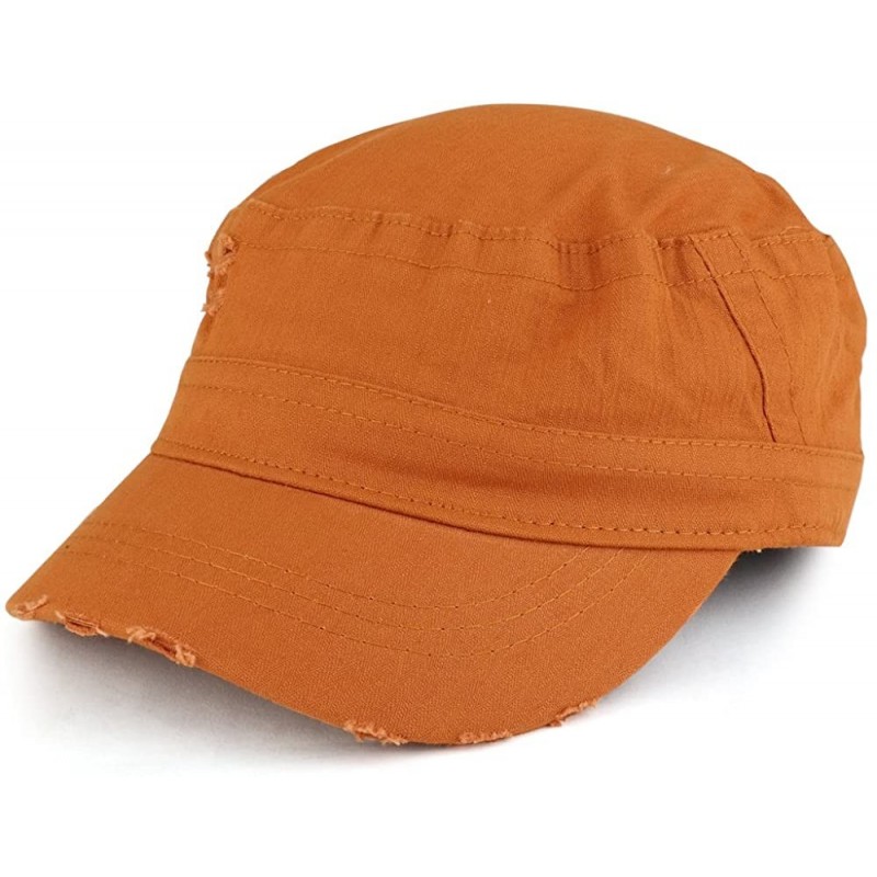 Baseball Caps Frayed Herringbone Textured Elastic Band Army Style Cap - Rust - C0185OIDRQ9 $16.56